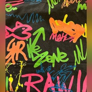 Vintage 1989 Neon Graffiti Style Print Cotton Jasmine Fabrics 1 Yd 5/8” 56”wide